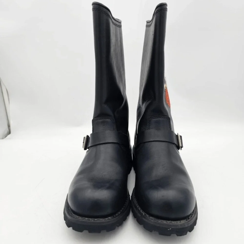 Harley-Davidson Mens‎ Black Leather Eagle Logo Engineer Boots 91511 Size 9 USA